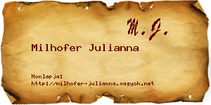Milhofer Julianna névjegykártya
